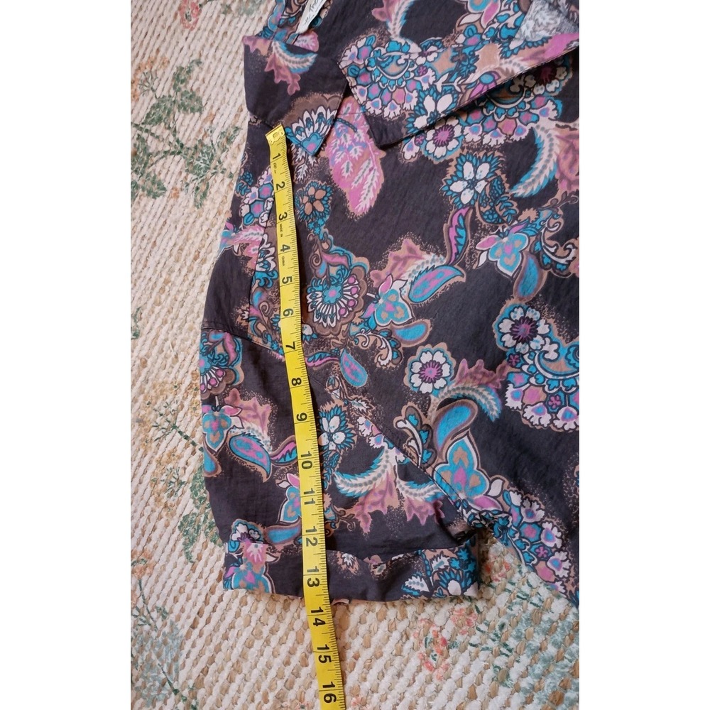 Free People We The Free Poolside‎ Printed Boyfriend Button Down Paisley Top Sz M - Picture 14 of 14